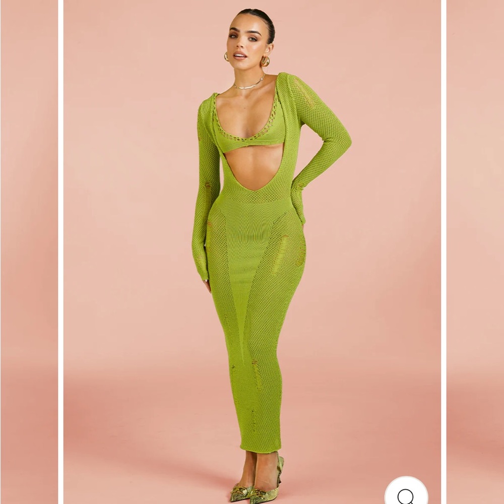 SCOOPED NECKLINE KNIT MAXI DRESS IN FIG LEAF wore once.